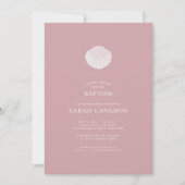 Coastal shell dusty pink baptism Invitation Einladung (Vorderseite)