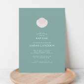 Coastal shell sage green pink baptism Invitation Einladung