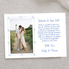 Coastal Shell Wedding Welcome Bag Card with Photo Dankeskarte