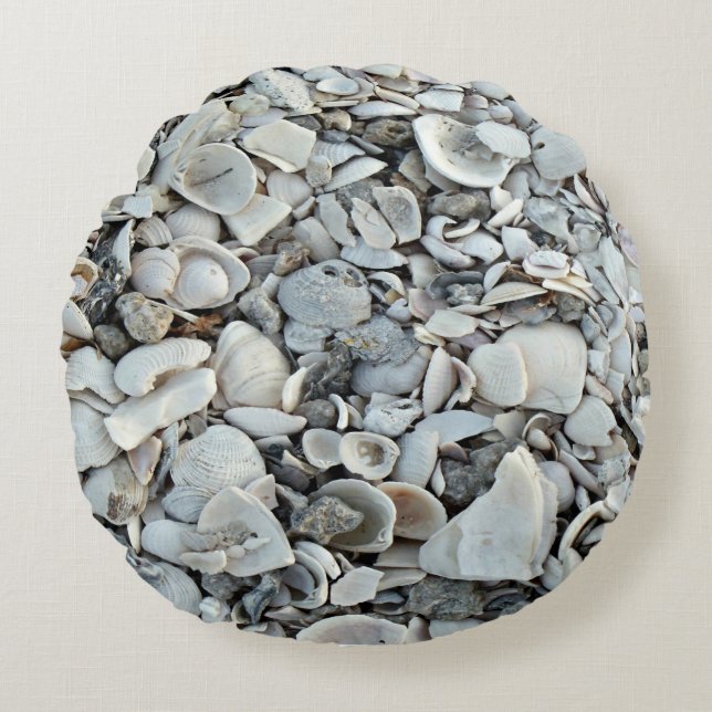 Coastal Shells Round Accent Rundes Kissen (Vorderseite)