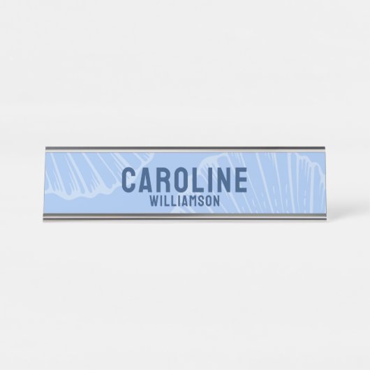 Coastal Simple Modern nautical marine Blue Seashel Schreibtischnamensplakette (Vorderseite )