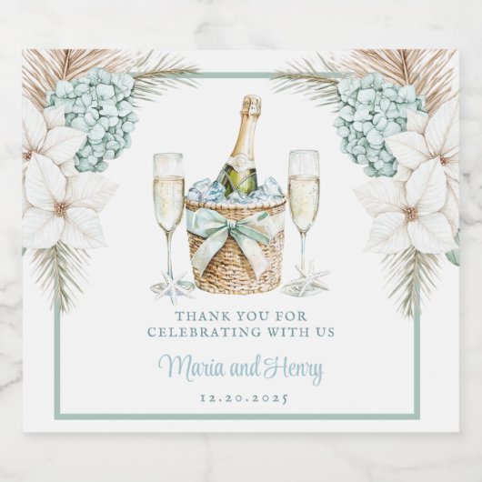 Coastal Sparking Wine Toast | Beach Wedding Schaumweinetikett (Einzelnes Label)