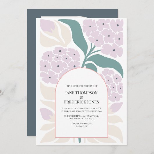 Coastal Spring Floral Modern Spring Wedding Einladung (Vorne/Hinten)