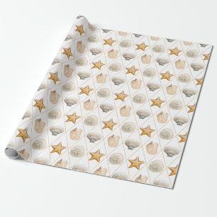 Coastal Starfish and Seashells Geschenkpapier