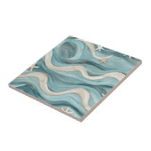 Coastal Starfish on Aqua Sand Waves Pattern (10) Fliese (Seite)
