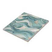 Coastal Starfish on Aqua Sand Waves Pattern (11) Fliese (Seite)