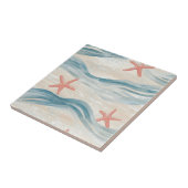 Coastal Starfish on Aqua Sand Waves Pattern (2) Fliese (Seite)