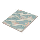 Coastal Starfish on Aqua Sand Waves Pattern (8) Fliese (Seite)