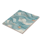 Coastal Starfish on Aqua Sand Waves Pattern (9) Fliese (Seite)