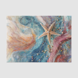 Coastal Starfish - Patriotic Nautical Beach Deco Seidenpapier