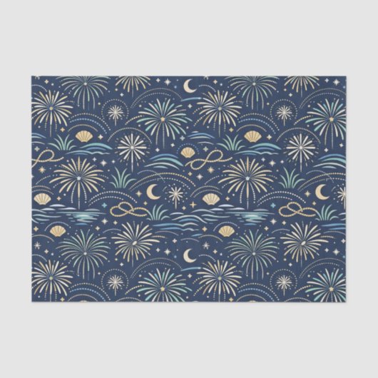 Coastal Starlight Feuerwerk Muster Seidenpapier (Vorderseite)
