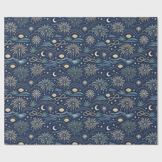 Coastal Starlight Fireworks Pattern Geschenkpapier (Flach)