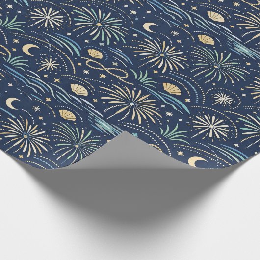 Coastal Starlight Fireworks Pattern Geschenkpapier (Ecke)
