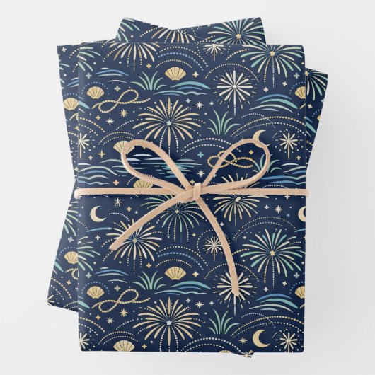 Coastal Starlight Fireworks Pattern Geschenkpapier Set (Beispiel)