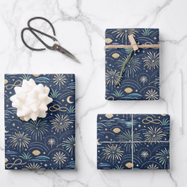 Coastal Starlight Fireworks Pattern Geschenkpapier Set