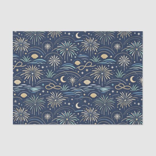 Coastal Starlight Fireworks Pattern Seidenpapier (Vorderseite)