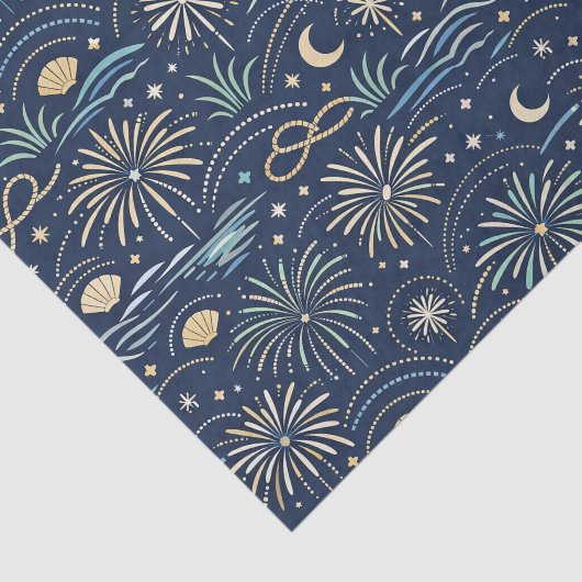 Coastal Starlight Fireworks Pattern Seidenpapier (Ausschnitt)
