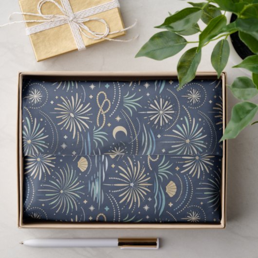 Coastal Starlight Fireworks Pattern Seidenpapier (Geschenk)