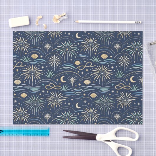 Coastal Starlight Fireworks Pattern Seidenpapier (Handwerk)