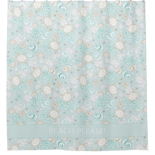 Coastal Stil schön hellblau graues Muster Duschvorhang (Vorderseite)