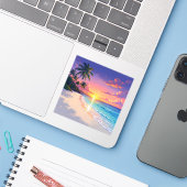 Coastal Stillness - Square Vinyl Aufkleber (Laptop mit iPhone)