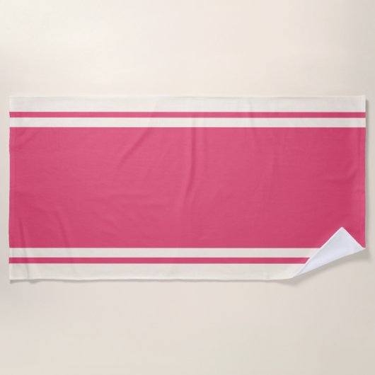 Coastal Stripe Beach Towel - Raspberry & Cream Strandtuch (Vorderseite)