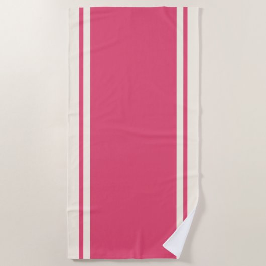 Coastal Stripe Beach Towel - Raspberry & Cream Strandtuch (Vorderseite)