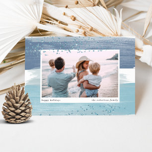 Coastal Stripe Holiday Photo Card Feiertagskarte