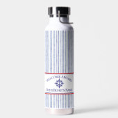 Coastal Stripe Monogram Boat Name Design Trinkflasche (Links)