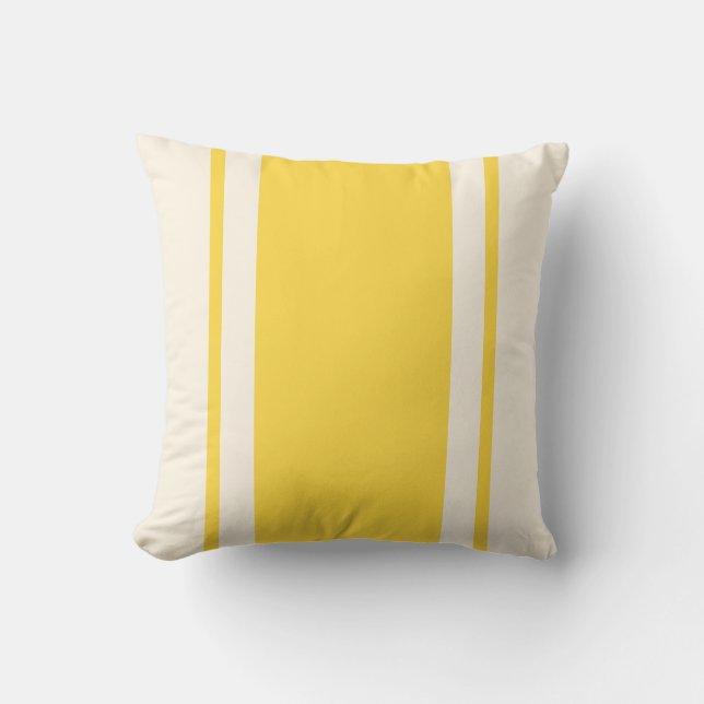 Coastal Stripe Throw Pillow – Yellow & Cream Kissen (Vorderseite)