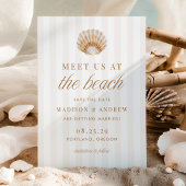 Coastal Stripes Shell Beach Photo Wedding Save The Date