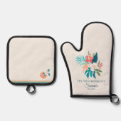 Coastal Summer Floral Citrus Ofenhandschuh & Topflappen-Set (Vorderseite)