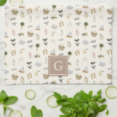 Coastal Summer Getaway Monogram Geschirrtuch (Gefaltet)