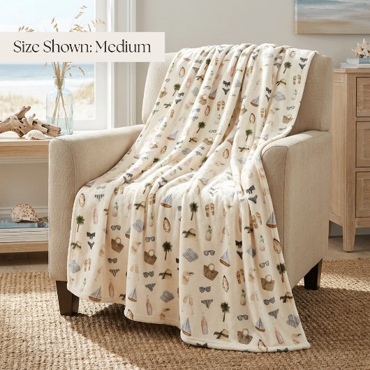 Coastal Summer Neutral Watercolor Pattern Fleecedecke