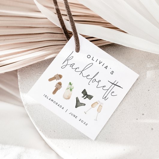 Coastal Summer Neutrals Bachelorette Party Geschenkanhänger