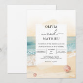 Coastal Sunset Beach Hochzeit Einladung (Vorne/Hinten)
