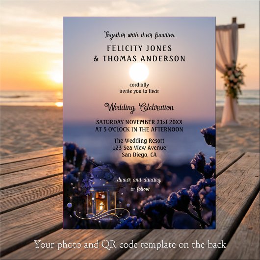 Coastal Sunset Winter Wedding Invitation Einladung