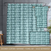 Coastal Teal Blue Stay Salty Graphic Beach Decor  Duschvorhang