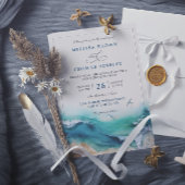 Coastal the Beach Destination QR Code Wedding Einladung