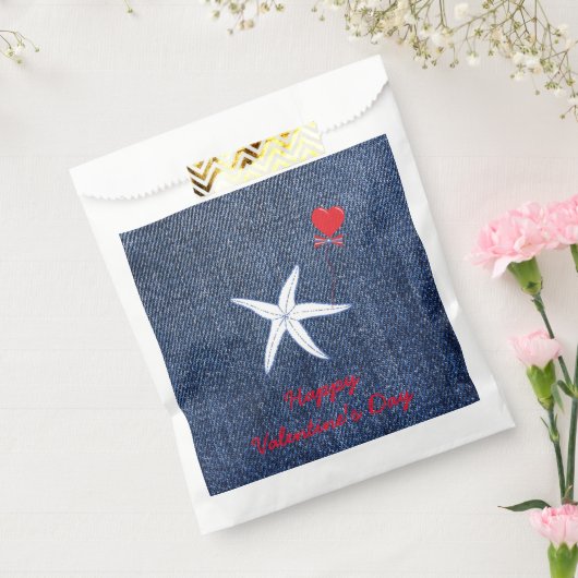 Coastal Thema Valentine's Day Red Heart & Starfish Geschenktütchen (Versiegelt)