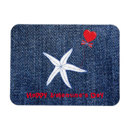 Coastal Thema Valentine's Day Red Heart & Starfish Magnet