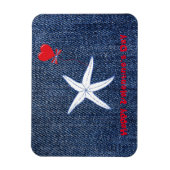 Coastal Thema Valentine's Day Red Heart & Starfish Magnet (Vertikal)