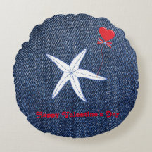 Coastal Thema Valentine's Day Red Heart & Starfish