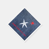 Coastal Thema Valentine's Day Red Heart & Starfish Serviette (Ecke)