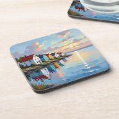 Coastal Themed | Beach Homes on the Bay Getränkeuntersetzer (Linke Seite)