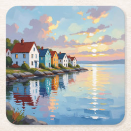 Coastal Themed | Beach Homes on the Bay Rechteckiger Pappuntersetzer