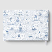 Coastal Toile Lighthouse Blue Wedding Gästebuch (Rückseite)