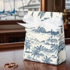 Coastal Toile Pattern Dusty Blue Wedding Geschenkschachtel
