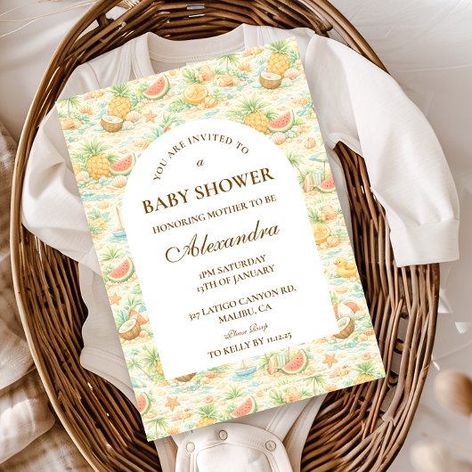 Coastal Tropical Fruits Baby Shower Einladung