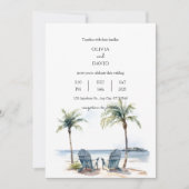 Coastal Tropical Palm Trees Beach Hochzeiten Einladung (Vorderseite)
